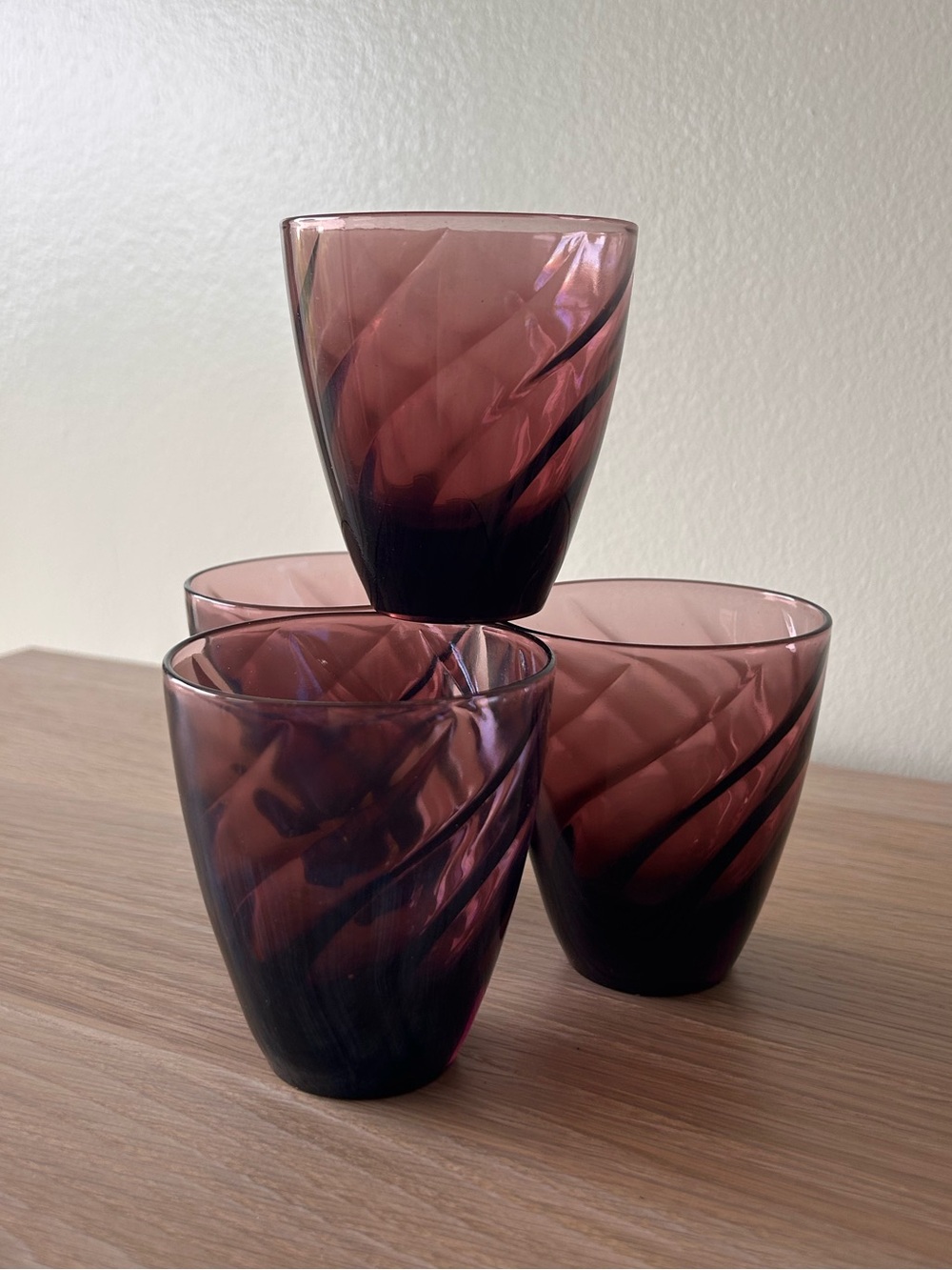 S/4 1960s Hazel Atlas Purple Swirl Glasses